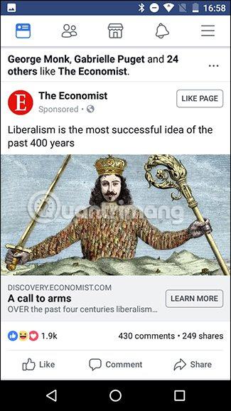 Giao diện Facebook