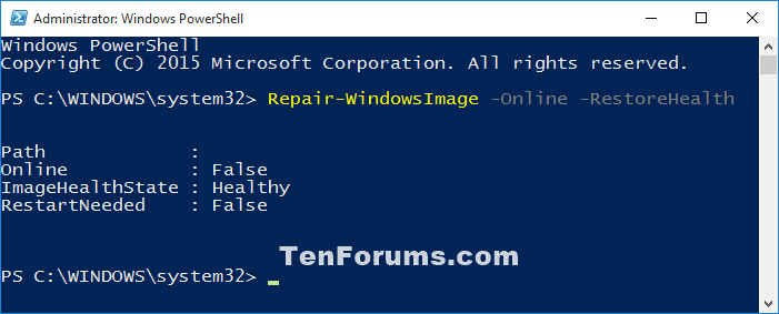 Sử dụng lệnh / RestoreHealth trong PowerShell