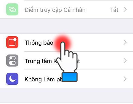 Chọn Trung tâm Thông báo