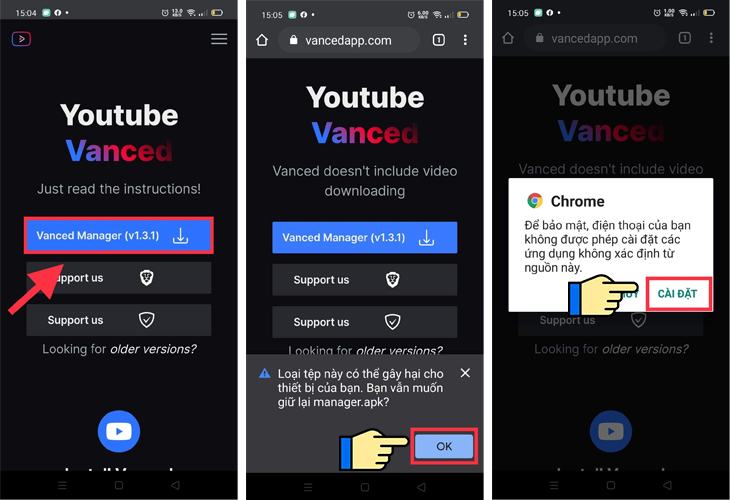 Tải xuống tệp apk ứng dụng Vanced YouTube