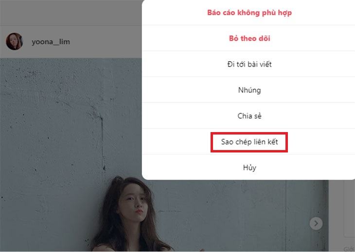 Chọn liên kết để sao chép