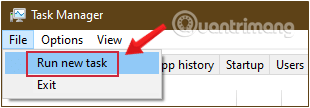 Từ menu Tệp, chọn Chạy tác vụ mới
