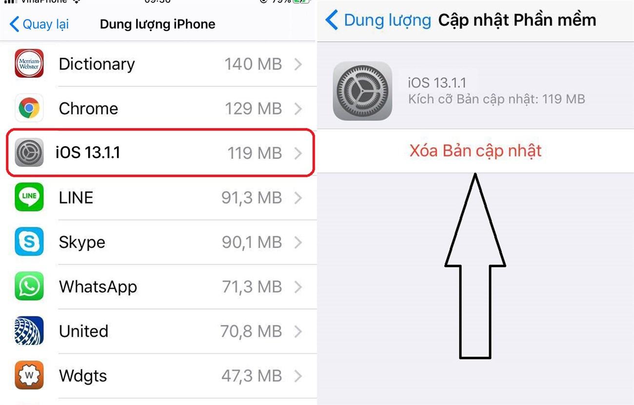 Xóa các bản cập nhật