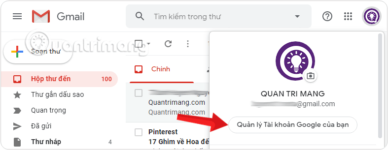 Mở Tài khoản Google của bạn bằng cách nhấp vào hình đại diện để truy cập mọi vấn đề liên quan đến tài khoản