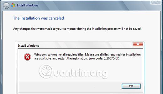 Mã lỗi 0x8007045d xuất hiện như thế nào?