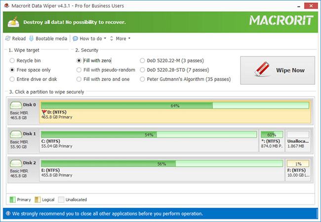 Macrorit Disk Partition Wiper hỗ trợ Write Zero