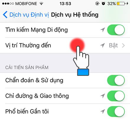     Chọn vị trí bình thường