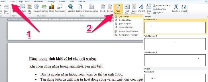Chọn chèn, số trang và vị trí sẽ được lưu làm dấu trang