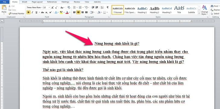 Bấm vào trang đầu tiên
