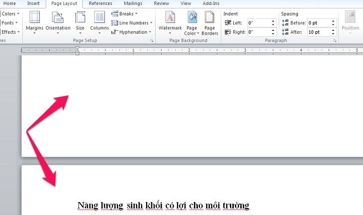 Các trang trắng dường như được chia thành hai phần