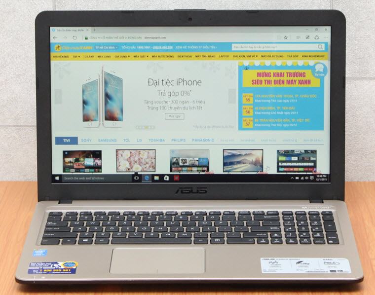 Asus A540LA i3 4005U nhỏ gọn, khá nhẹ và cực nhạy