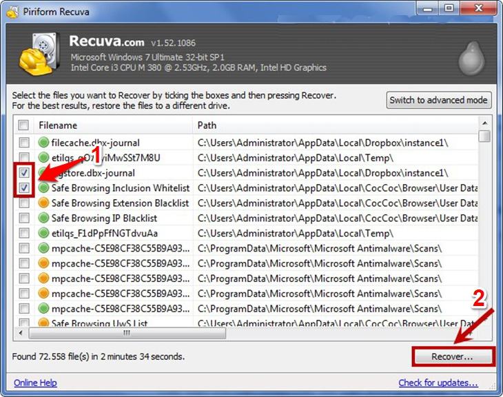 Sử dụng phần mềm Recuva - Bước 5