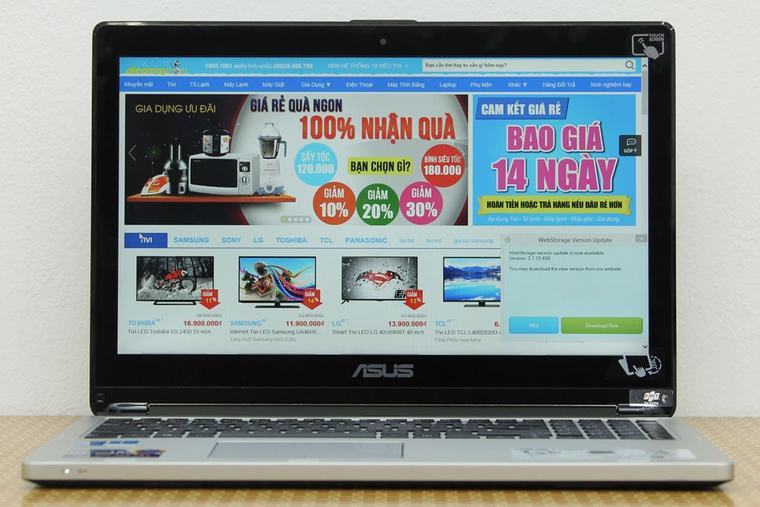 Máy tính xách tay Asus TP500LA với chip Core i5 Haswell, RAM 4 GB, 2 ổ cứng dung lượng 500 GB và SSD 24 GB