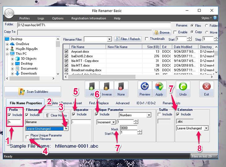 File Renamer Basic Software - Bước 2