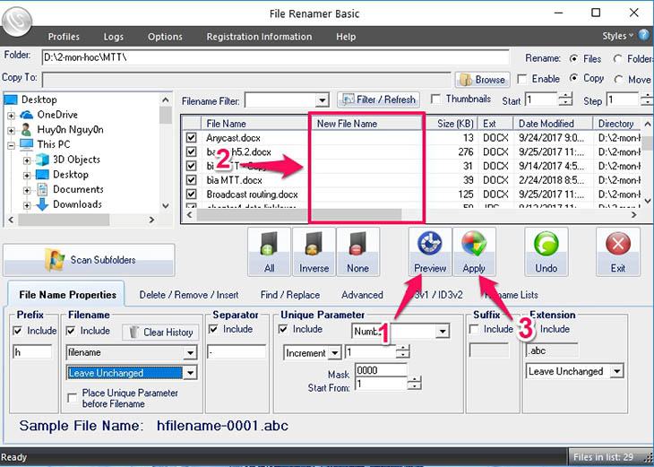 File Renamer Basic Software - Bước 3