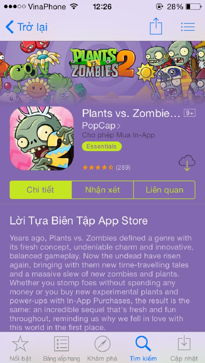 Planz vs Zombie có thể được tải xuống miễn phí từ App Store