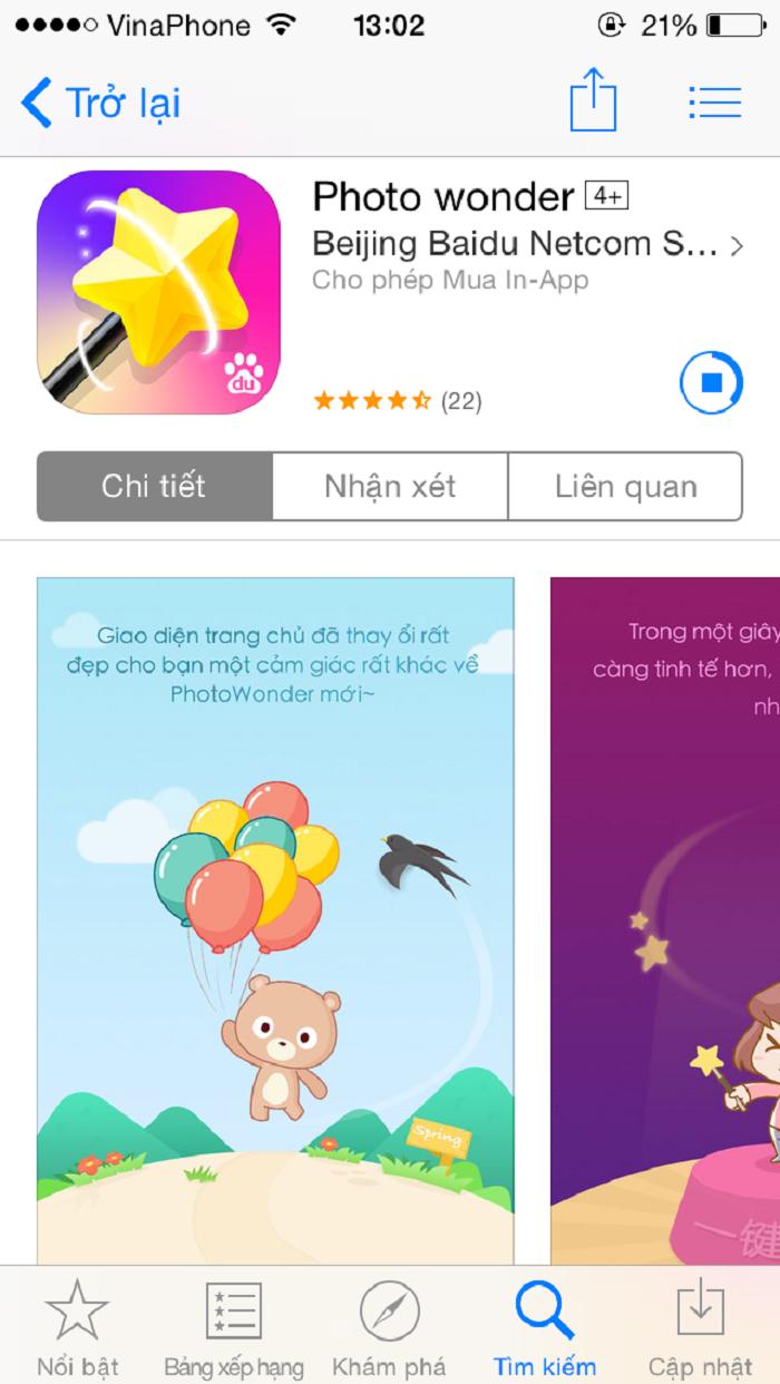 PhotoWonder có thể được tải xuống miễn phí từ App Store
