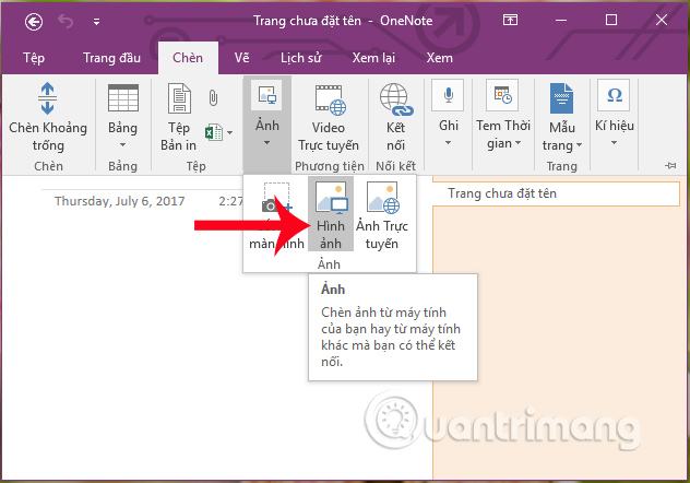 Tải ảnh lên OneNote