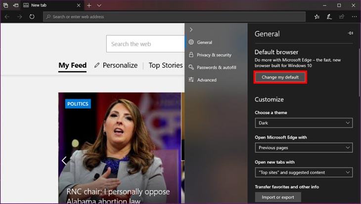 Mở Microsoft Edge và nhấp vào biểu tượng dấu chấm lửng 