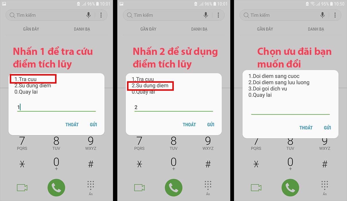 Bạn có thể xem điểm và dùng điểm để đổi nhiều gói khác nhau
