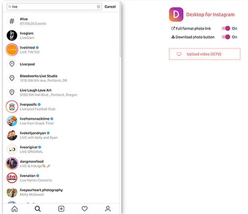Tải xuống Máy tính để bàn cho Instagram