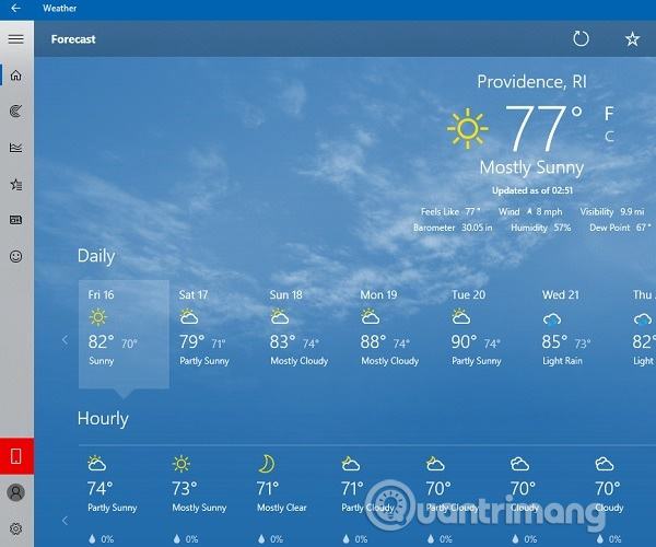 Xem thời tiết với ứng dụng thời tiết Windows 10 tiêu chuẩn