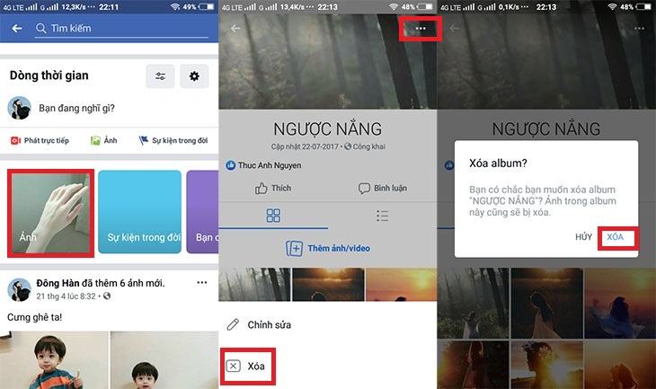 Xóa album ảnh Facebook trên thiết bị Android và iOS