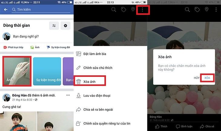 Xóa ảnh Facebook trên thiết bị Android và iOS