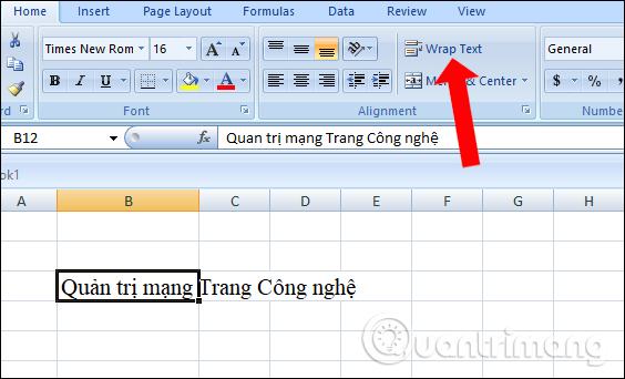 Nhấp vào Wrap Text 