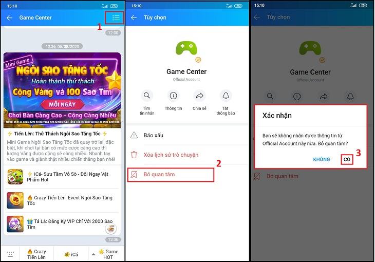 Chặn lời mời chơi game trên Zalo