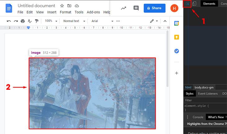 Nhấn Ctrl + Shift + C hoặc biểu tượng mũi tên và trỏ vào ảnh