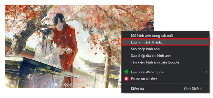 Nhấp chuột phải vào hình ảnh và chọn Save Image As ...
