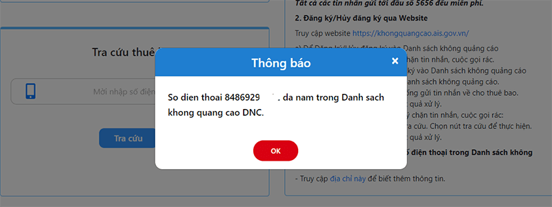 Nhận ngay kết quả tra cứu số điện thoại của mình.