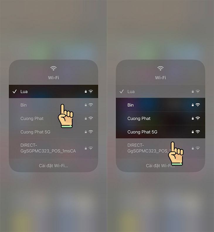 Thay đổi mạng wifi trong trung tâm điều khiển