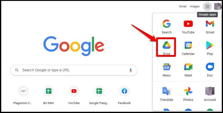 Đăng nhập vào Gmail và truy cập Google Drive cá nhân của bạn.