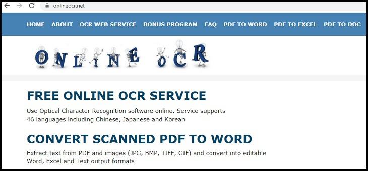 Bạn đang truy cập trang web https://www.onlineocr.net/.