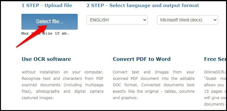 Chọn nút Choose File và tiến hành tải ảnh muốn chuyển sang dạng văn bản.