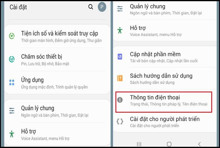 Đi tới Cài đặt trên điện thoại của bạn, sau đó nhấp vào Thông tin điện thoại
