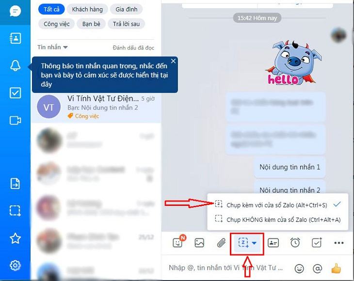 Cách chụp ảnh bằng cửa sổ Zalo