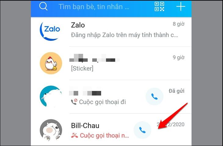 Truy cập ứng dụng Zalo, chọn cuộc trò chuyện bất kỳ