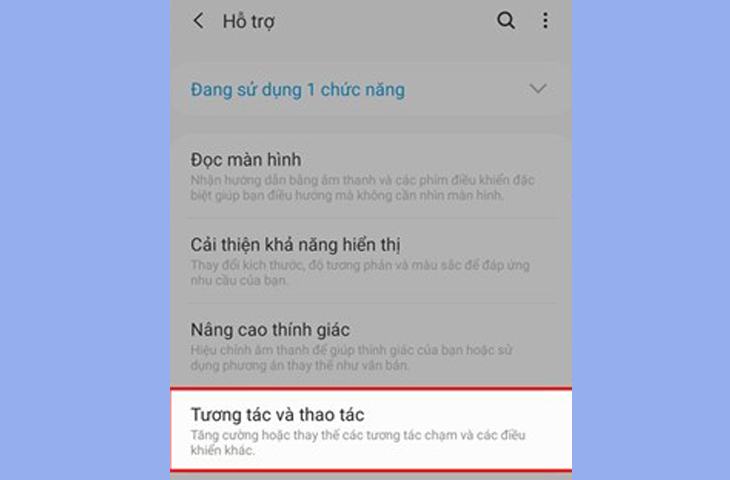 Nhấp vào Tương tác và Hành động