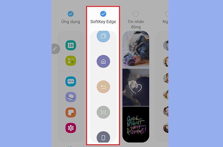 Nhấp vào biểu tượng vòng tròn để tải xuống tiện ích Edge Softkey từ Galaxy Store