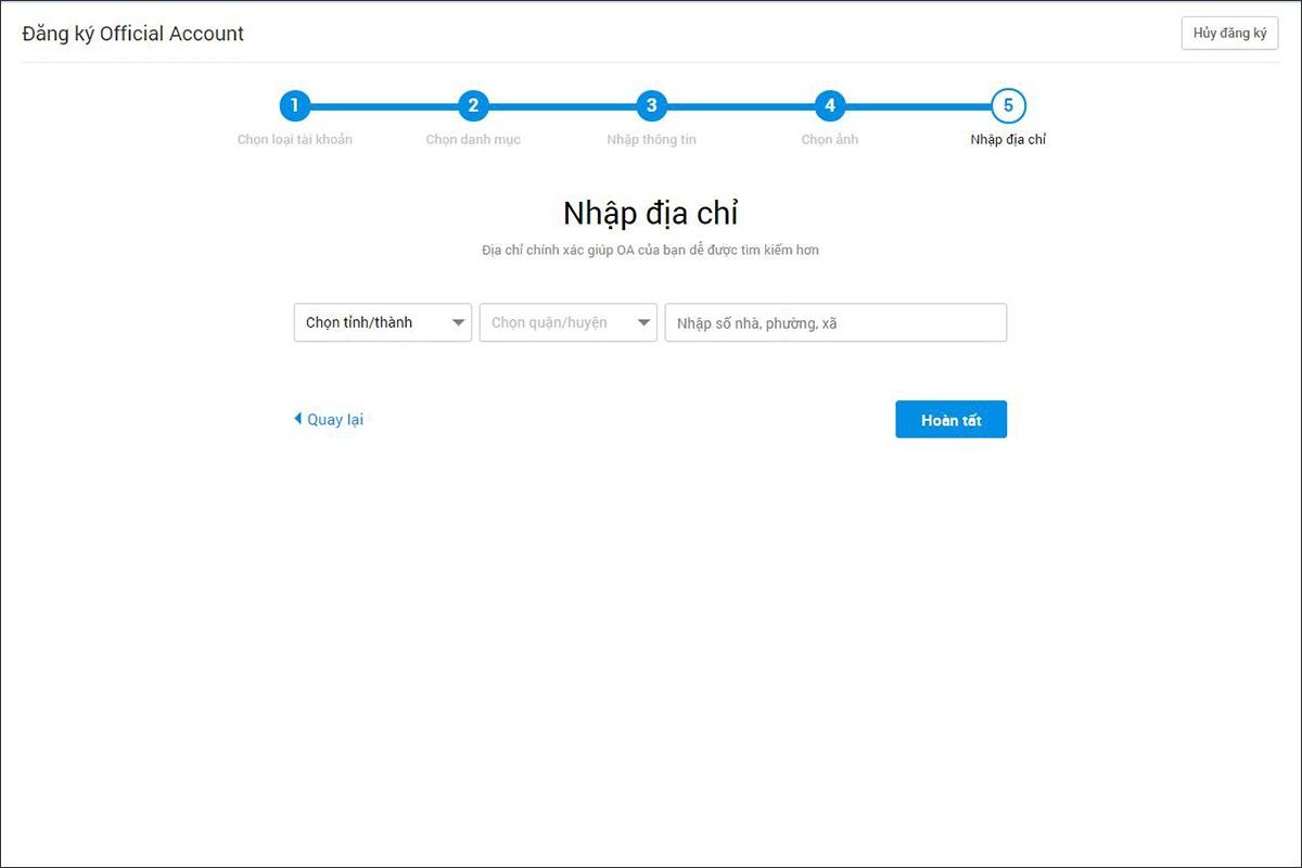 Bước 6: Nhập địa chỉ doanh nghiệp