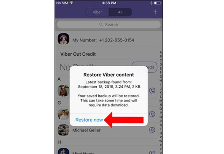 Khôi phục tin nhắn trên Viber iPhone
