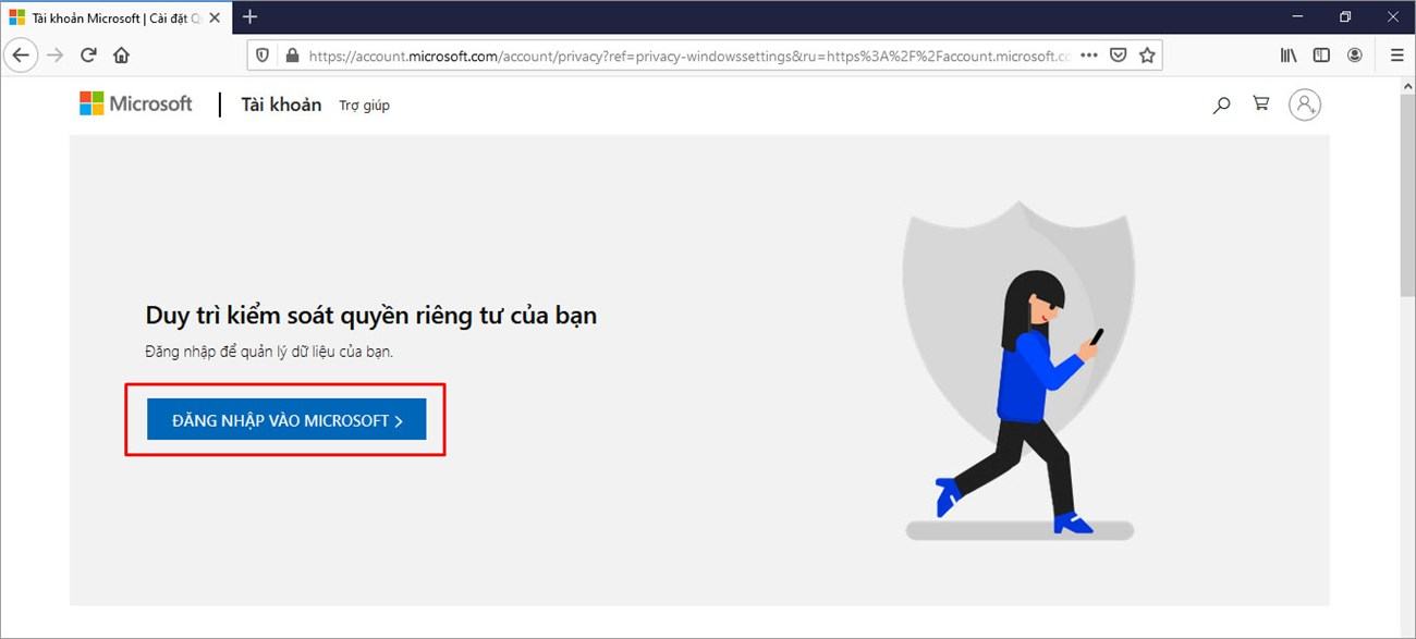 Đăng nhập vào tài khoản Microsoft của bạn