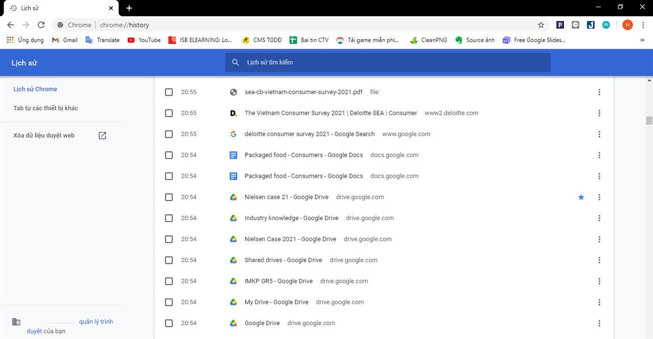 Lịch sử duyệt web trên Google Chrome được phân loại theo dòng thời gian