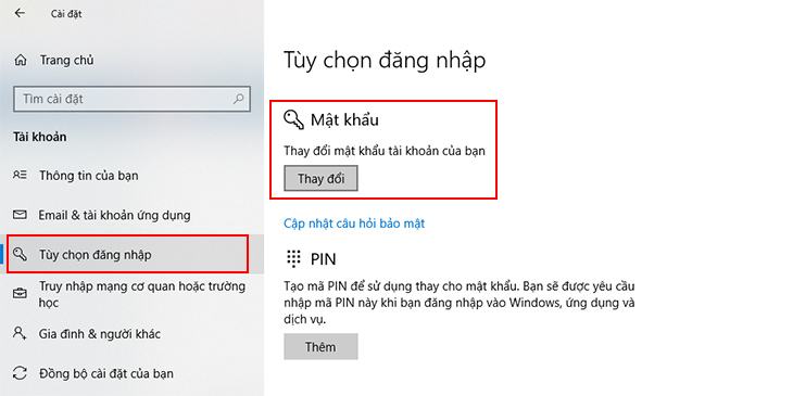 Cách đặt mật khẩu cho máy tính Windows 10 + bước 3