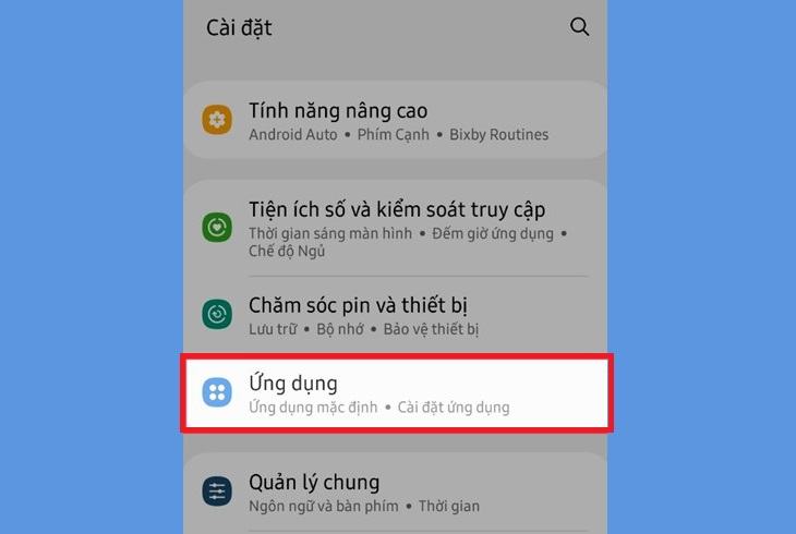 Mở ứng dụng Cài đặt và chọn Ứng dụng