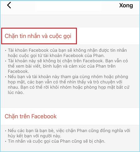 Chọn Chặn tin nhắn và cuộc gọi