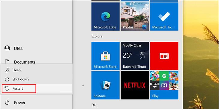 Khởi động lại máy tính của bạn